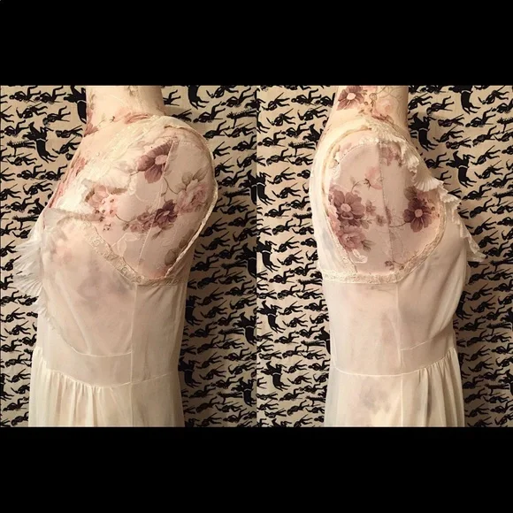 Vintage 1950s Long Slip Romantic Nightgown by Carillon Retro Boho small